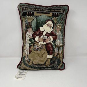 Vtg Betty Whiteaker Tapestry Christmas Throw Pillow Santa Clause